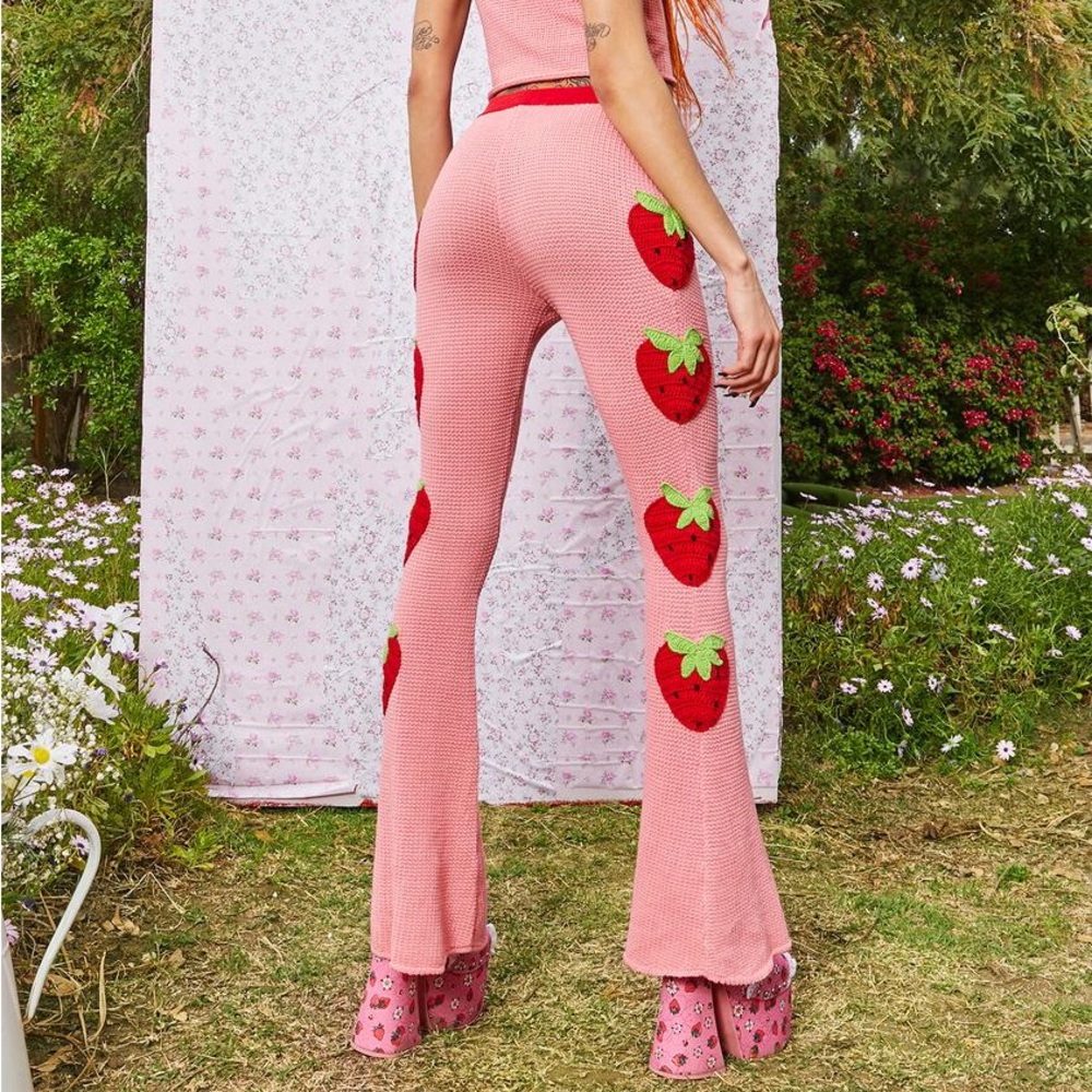 Dolls Kill x Strawberry Shortcake Crochet Flared Pants